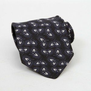 Robert Talbott Best of Class Black Navy Geometric Leaves Silk Mens Necktie Tie